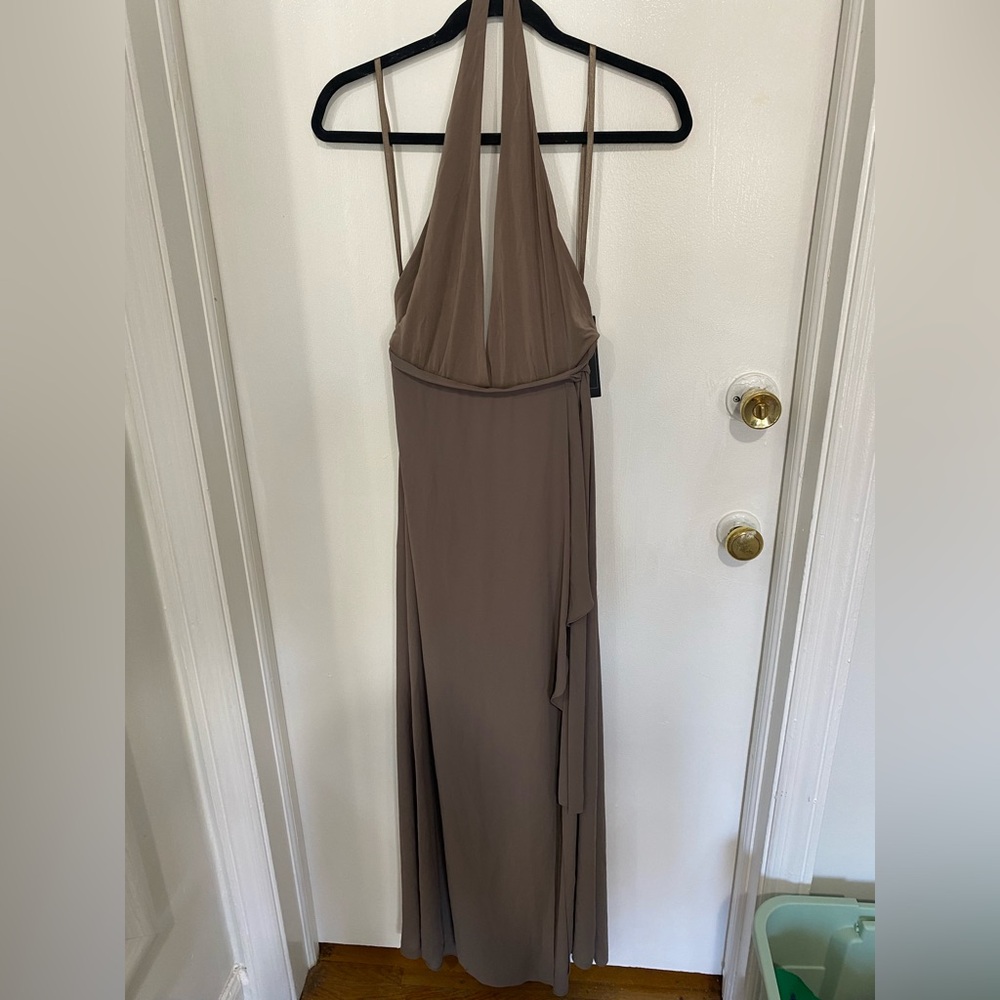 BCBGMaxAzria Taupe  Halter Maxi Dress